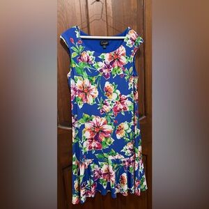 Connected Apparel women’s floral print, cup sleeves with flounce hem dress 14
